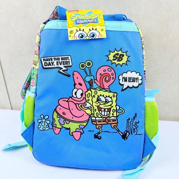 NWT Sponge Bob Kids 5 Pc. Set Backpack 17'' Utility Case Lunch Box Water Bottle - Picture 1 of 7